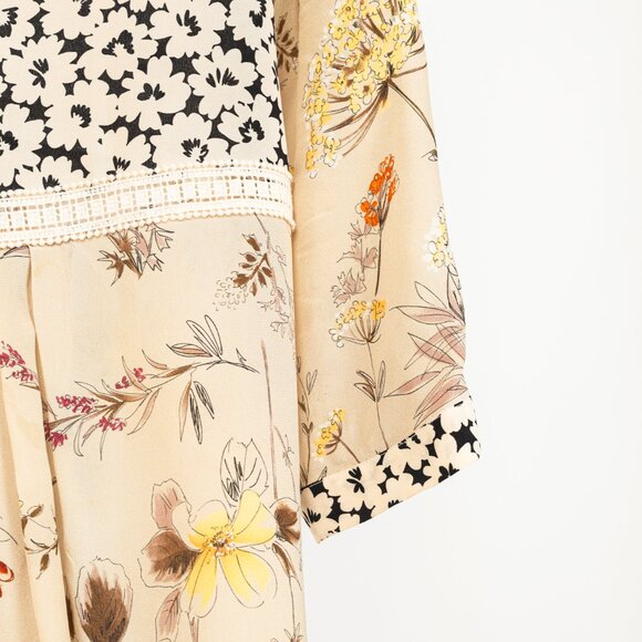 Weekend Max Mara Beige Floral Silk Peplum Blouse - Picture 7 of 10